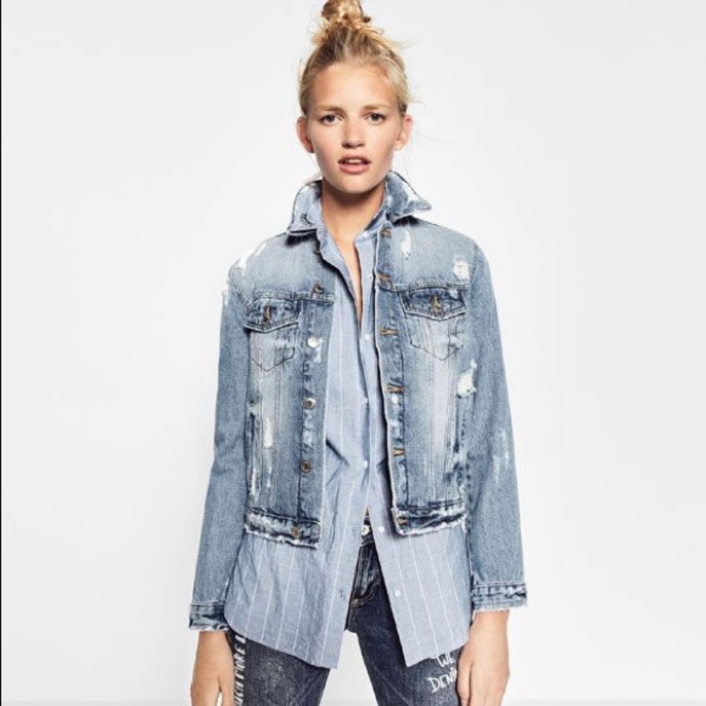 Zara Distressed Jean Jacket